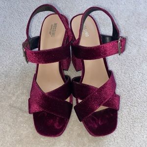 Mossimo Supply Co. Alexandra Velvet Ankle Strap Platform Blocked Heels